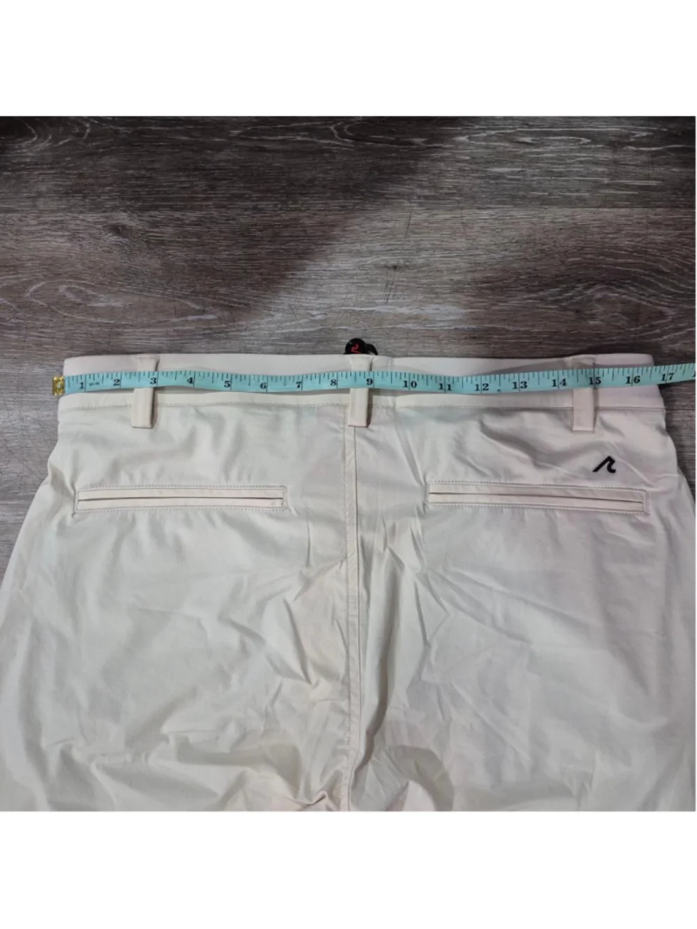 Men's REDVANLY Flat Front Shorts M Beige with Red Trim